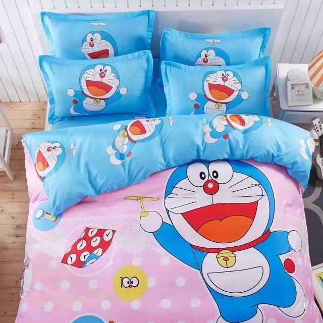 BỘ CHĂN GA GỐI DOREMON XANH + RUỘT CHĂN HÈ.