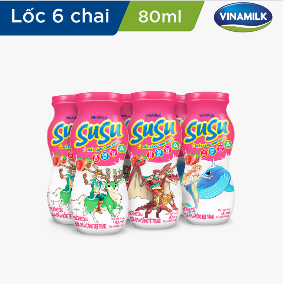 Lốc 6 chai sữa chua uống SuSu 80ml