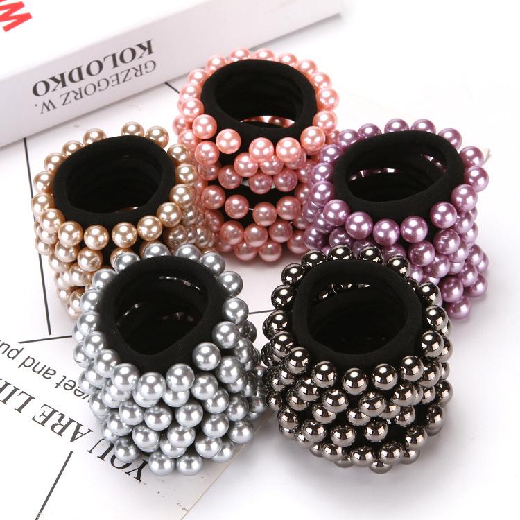 [HCM]SET 5 CỘT TÓC ĐÍNH HẠT TRAI GIẢ NHIỀU MÀU SẮC