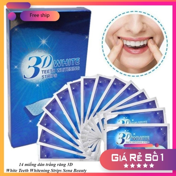 Full hộp 7 cặp - 14 miếng dán trắng răng 3D White Teeth Whitening Strips Sena Beauty, mạnh gấp 25 lần kem đánh răng