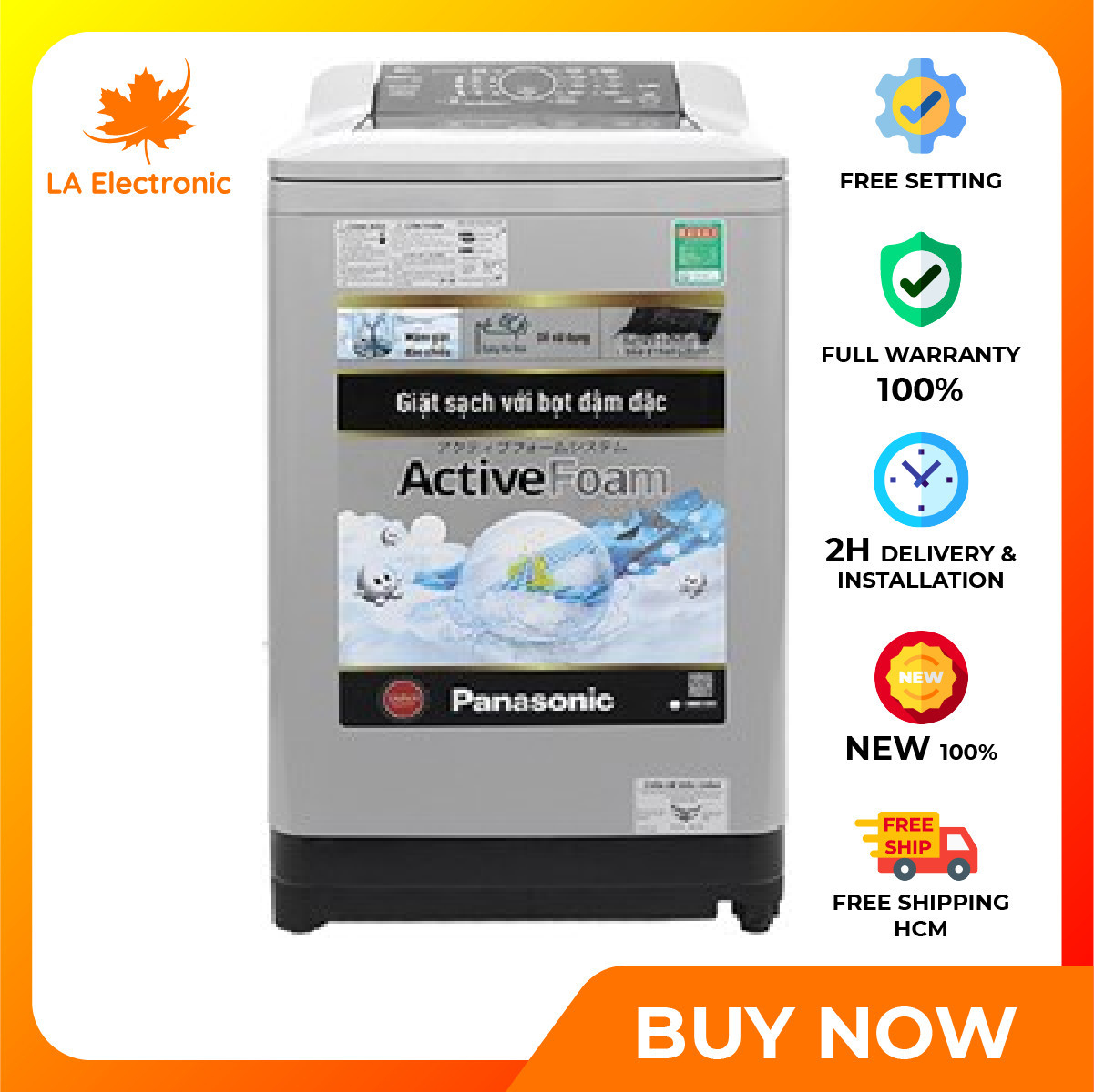 Trả Góp 0% – Máy giặt Panasonic 9 kg NA-F90A4GRV- Bảo hành 2 năm – Miễn phí vận chuyển HCM