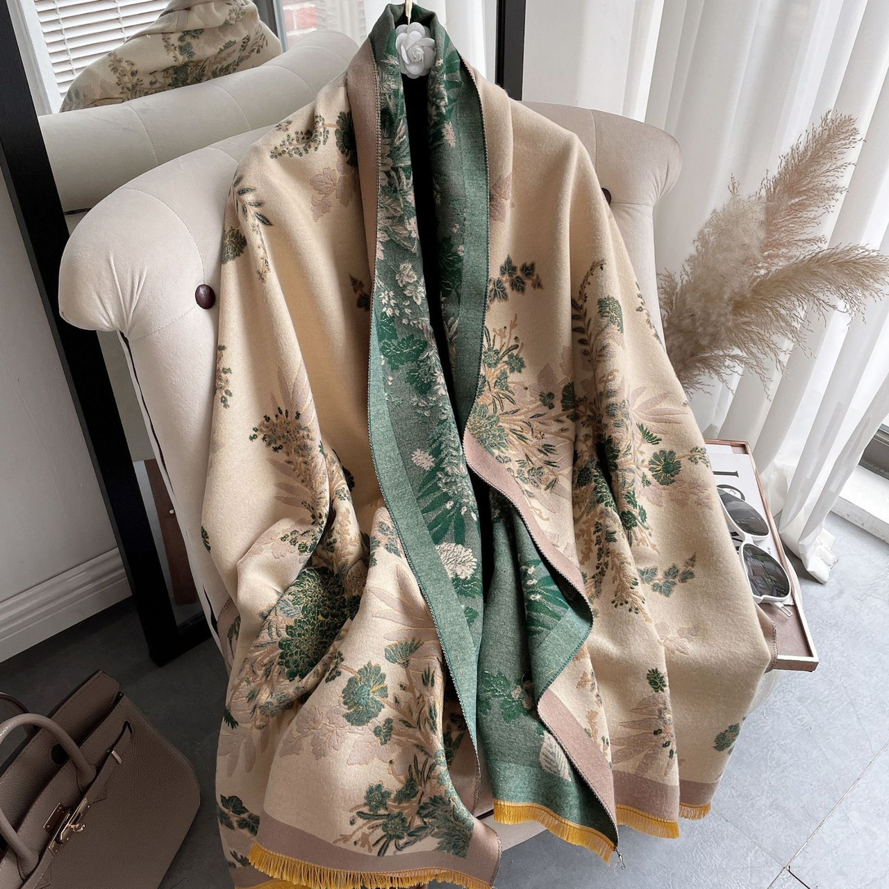Khăn dạ cashmere hoa cao cấp  - Mẫu 2023
