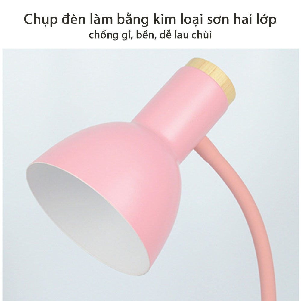 Đèn Để Bàn Học Chống Cận Đế Gỗ Bóng Led
