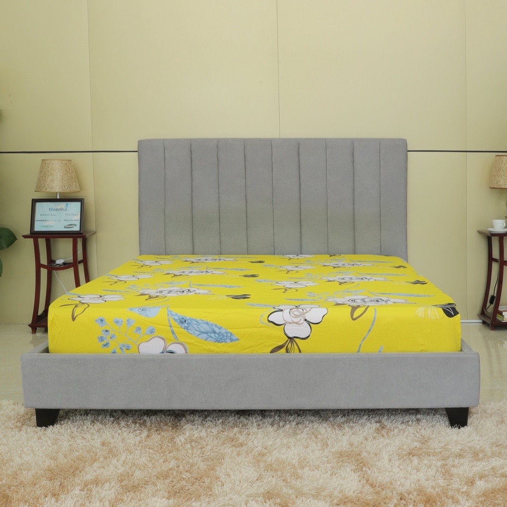 Tấm drap bọc, drap lẻ 160x200cm ( 180x200cm) cotton in hoa Hometex