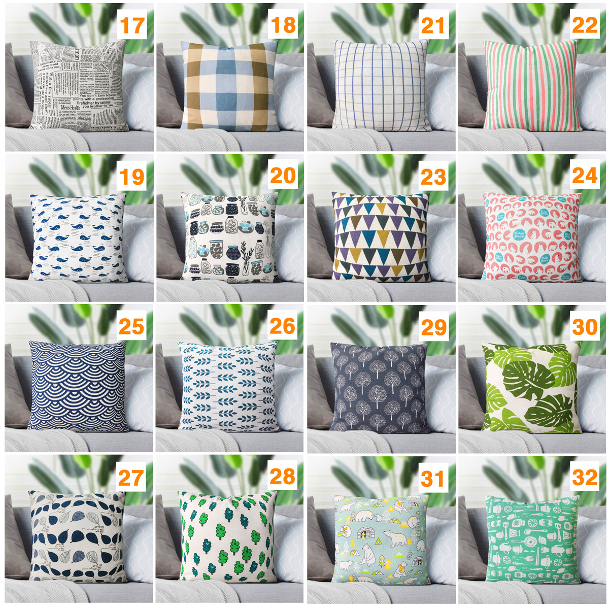 Vỏ Gối Tựa Sofa PATTERN (NO17-32) (45x45cm)