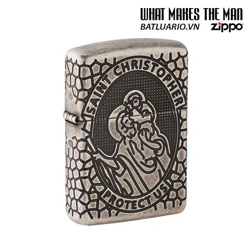 Bật lửa Zippo 49160 – Zippo Armor® St. Christopher Medal Design Antique Silver