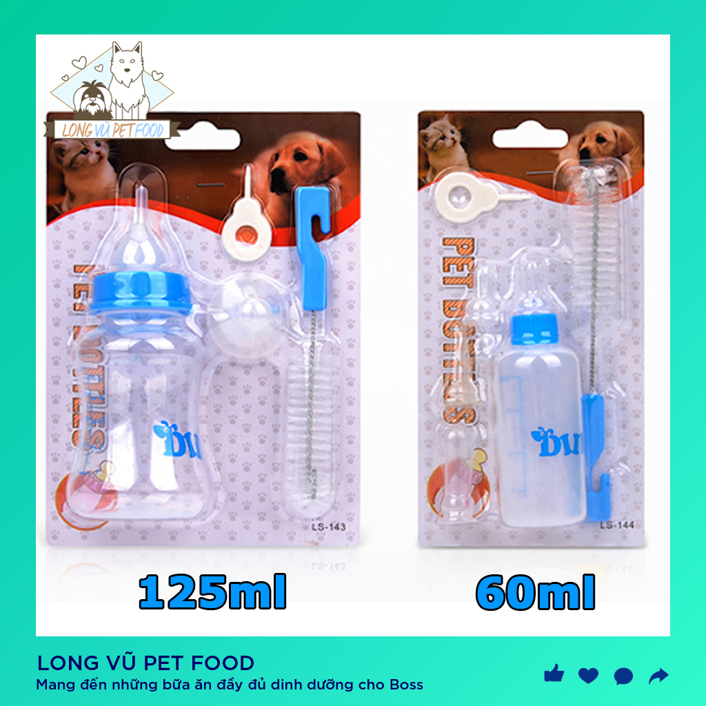Bình ti sữa cho chó mèo con 60ml & 150ml, bình sữa cho chó con