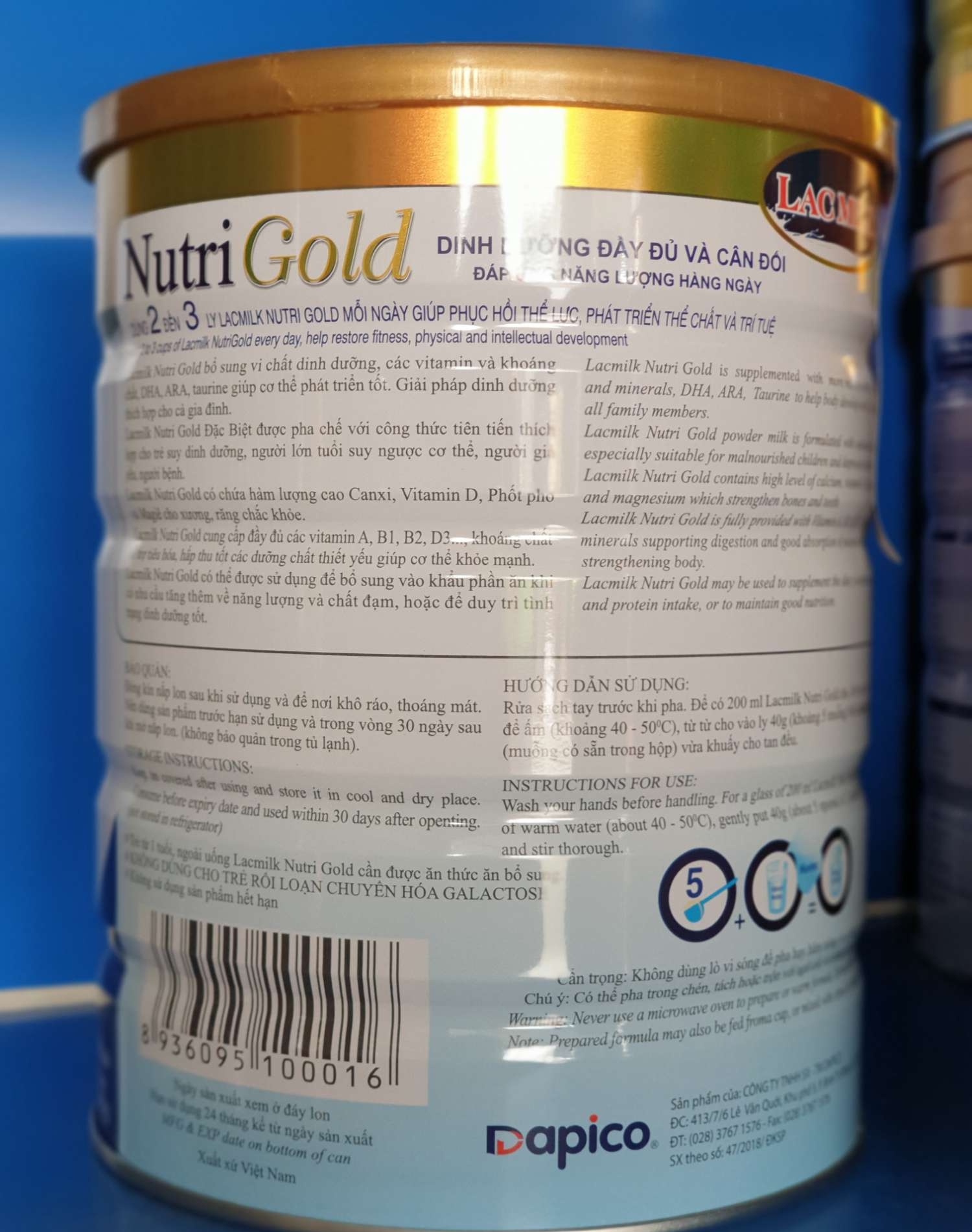 Combo 4 Lon Sữa Bột LacMilk NutriGold Dinh dưỡng đầy đủ và cân đối