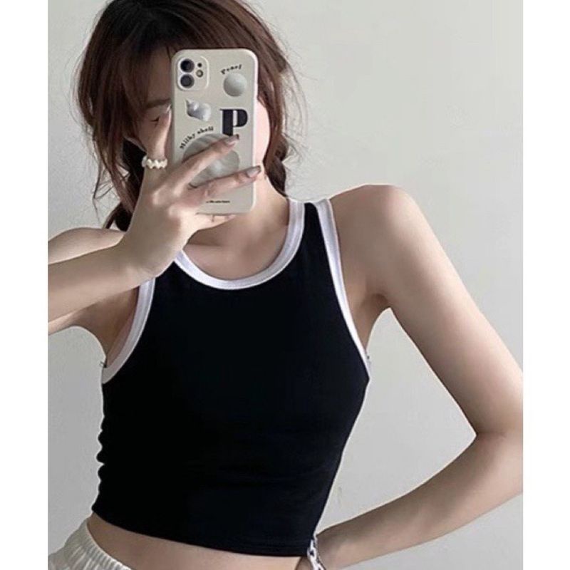Áo ba lỗ phối màu viền thun gân