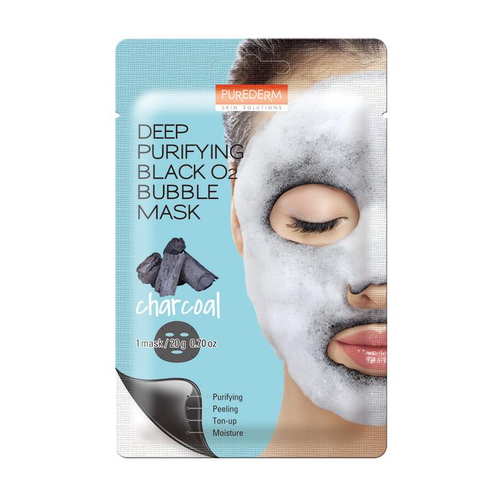 Set 5 Mặt nạ sủi bọt thải độc Purederm Deep Purifying Black O2 Bubble Mask