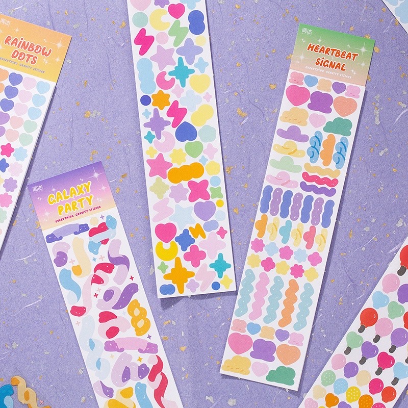 Set 3 stickers confetti trang trí toploader, card