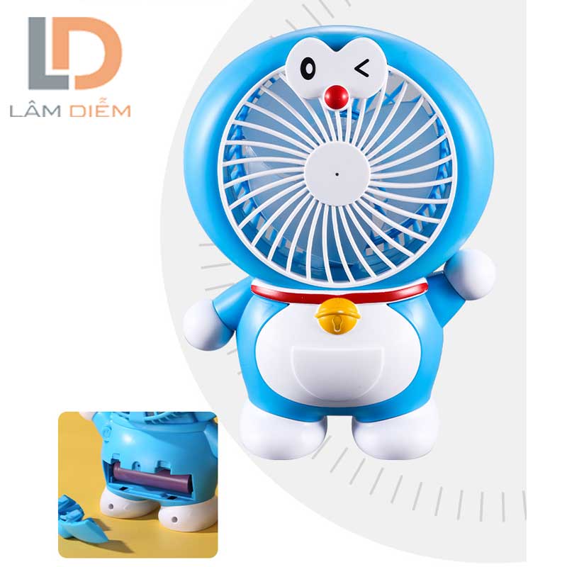 Quạt để bàn sạc usb 2 chế độ siêu mát đôrêmon kitty