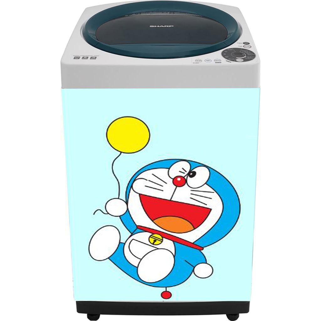 [HCM]Decal dán máy giặt mẫu Doraemon bong bóng