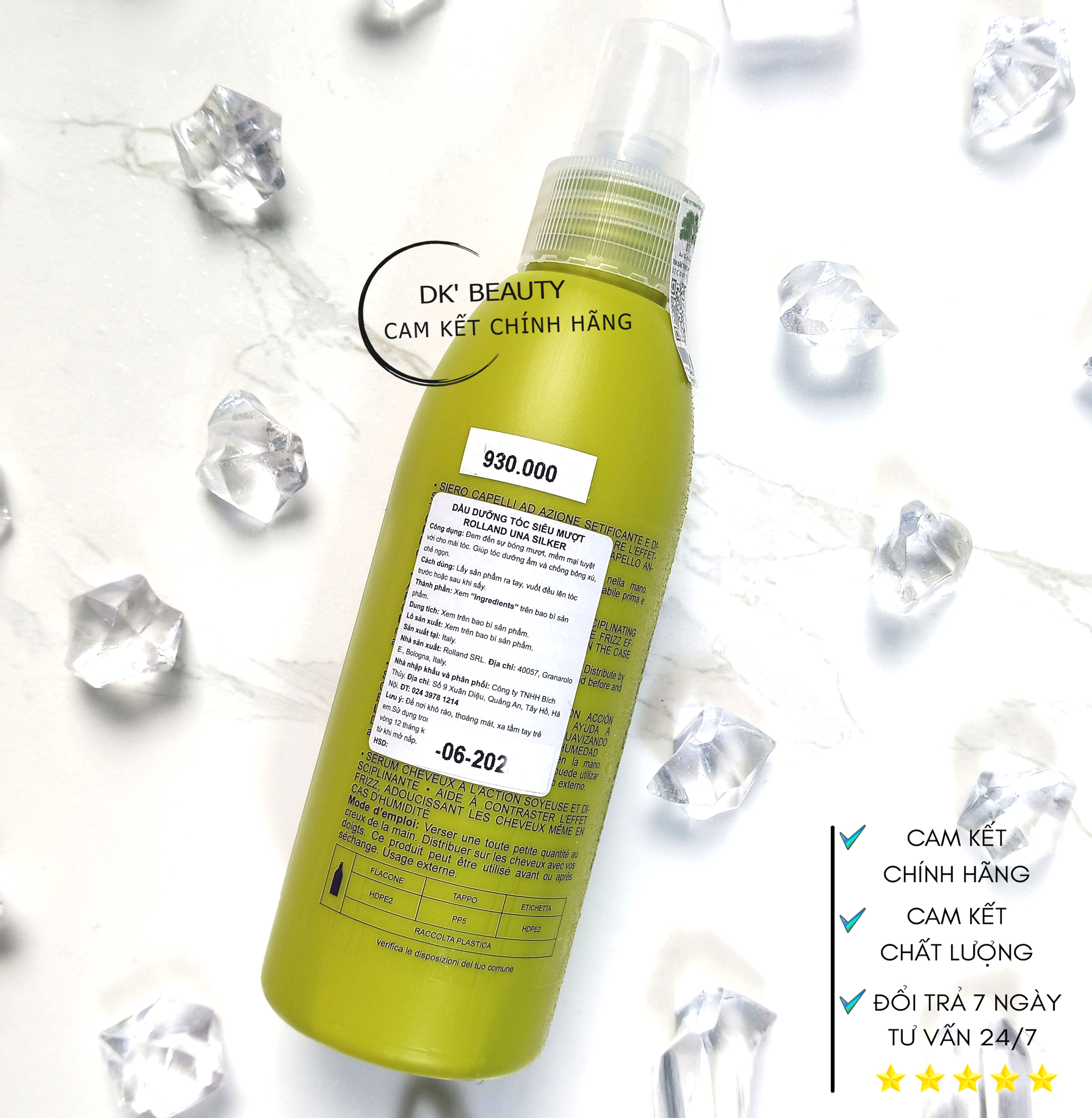 TINH DẦU DƯỠNG TÓC SILKER SIÊU BÓNG MƯỢT - 150ML - ROLLAND UNA
