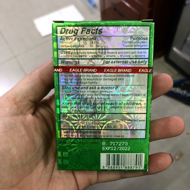 [HCM]Dầu gió xanh Con Ó Eagle Singapore (24ml)