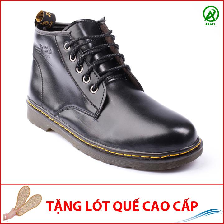 Giày Dr Nam Cổ Lửng Đế Khâu Da Trơn-M354(LQ)-DEN