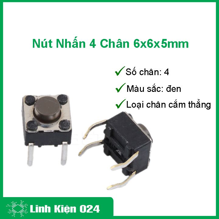 Combo 10 nút nhấn 4 chân 6x6x5mm