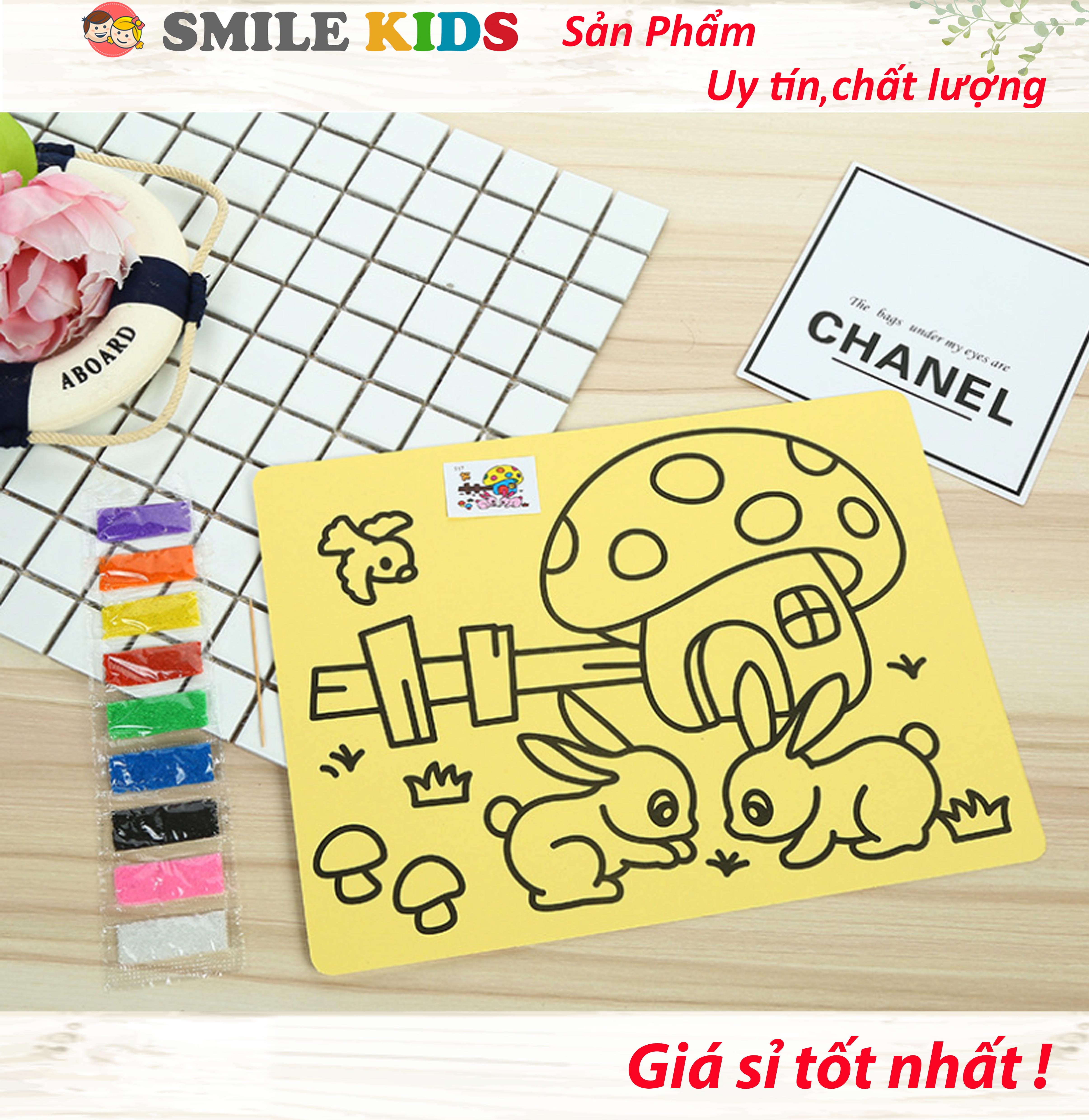Tranh cát khổ A4 nền vàng cho bé (kèm có cát)
