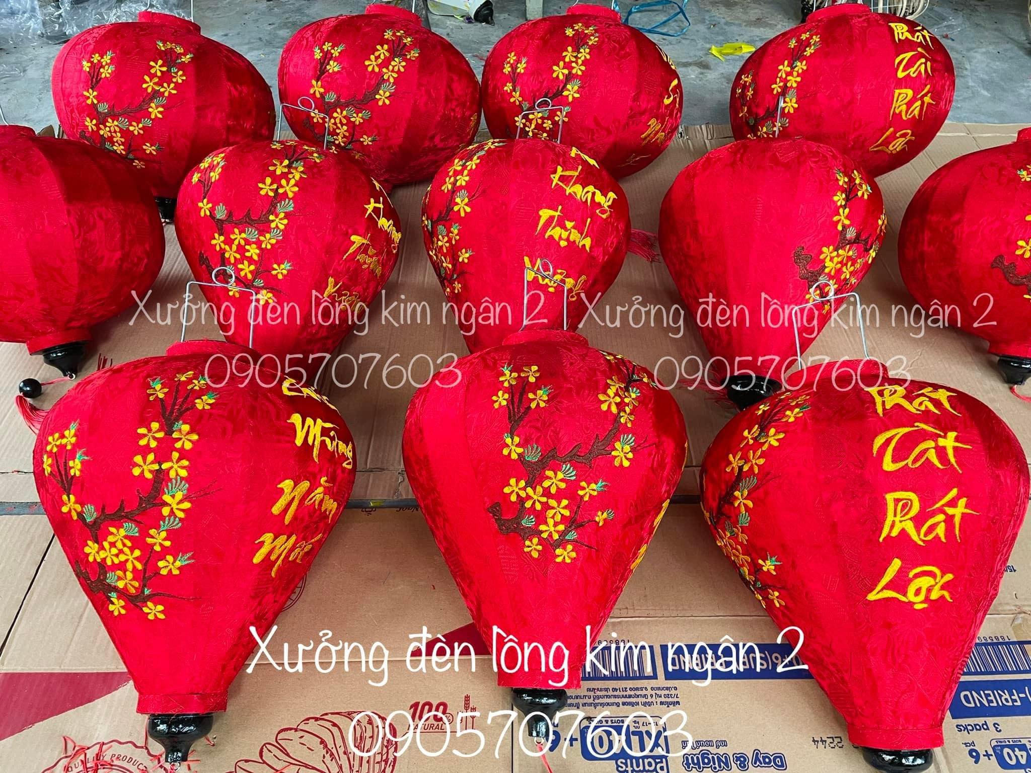 Đèn lồng củ tỏi Hội An lụa tơ tằm (30cm) (0905581530 - 0905707603)