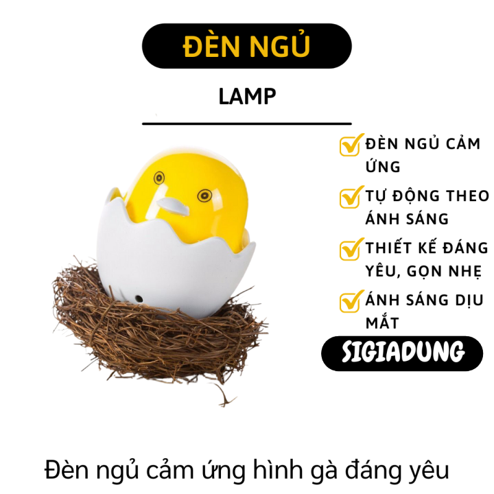 Đèn ngủ cảm ứng - Đèn ngủ hình trứng gà cảm ứng tự phát sáng vào ban đêm - Đèn led cảm ứng đáng yêu