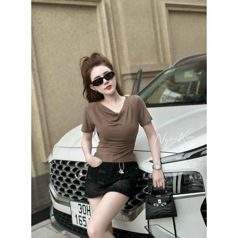 Áo Thun Cổ Đổ Chất Bozip Đẹp From Ôm Tôn Dáng