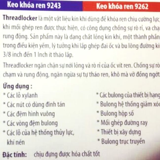 keo khóa ren đỏ vỉ .10ml