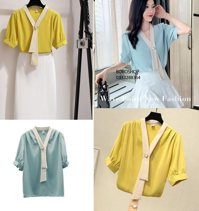[HCM]ÁO CỔ PHỐI MÀU HANA