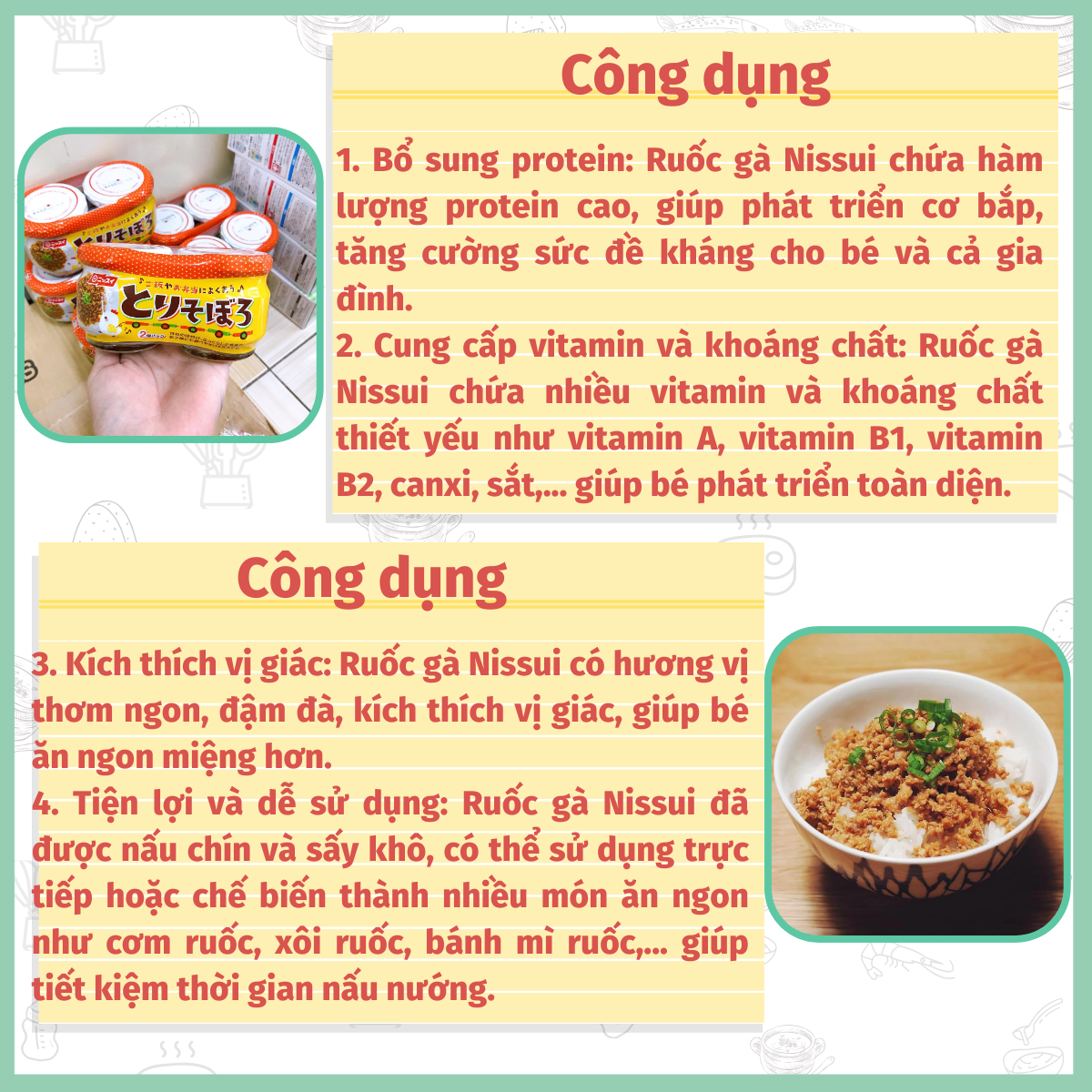Cặp Ruốc gà cho bé Nissui bản Kushin Nhật