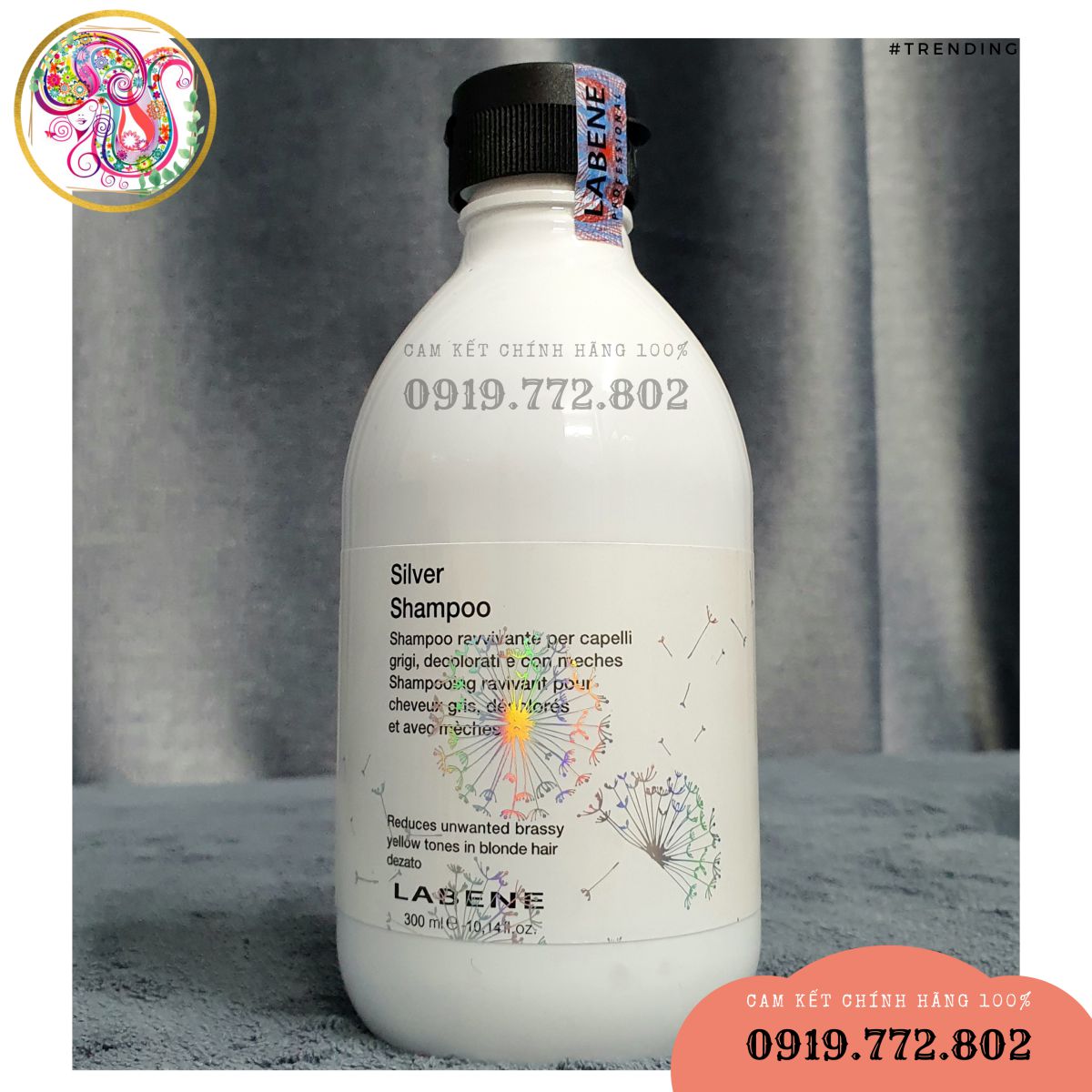 Dầu gội khử ánh sắc vàng, bền màu cho tóc tẩy và tóc bạch kim LABENE SILVER SHAMPOO 300ml