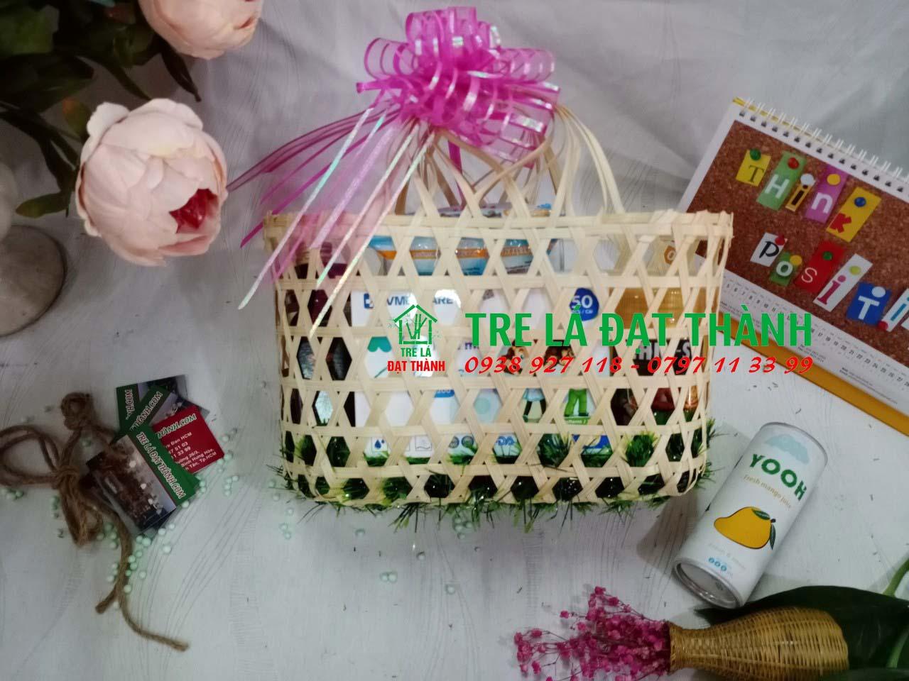 Giỏ quà tre dan - Giỏ quà tết độc đáo làm từ tre đan dễ thương