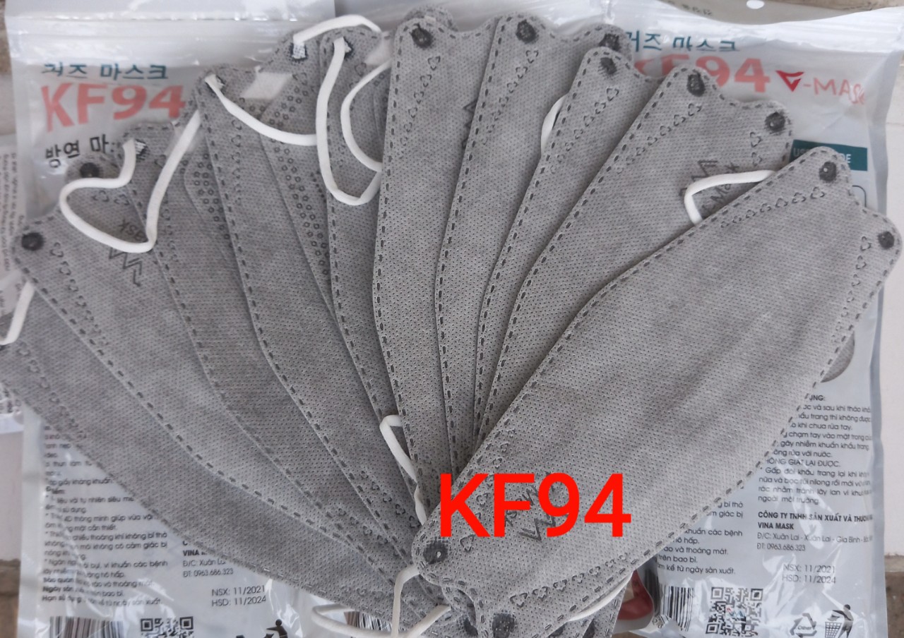 KHẨU TRANG KF 94  THÀNH ĐẠT ( CABON 2 BỊCH 20 CÁI ) MÀU XÁM