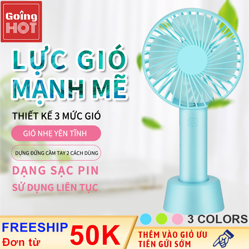 Quạt cầm tay mini tiện dụng nhiều màu sắc dễ thương - Dung lượng pin 800 mAh có thể sạc sử dụng cả ngày dài