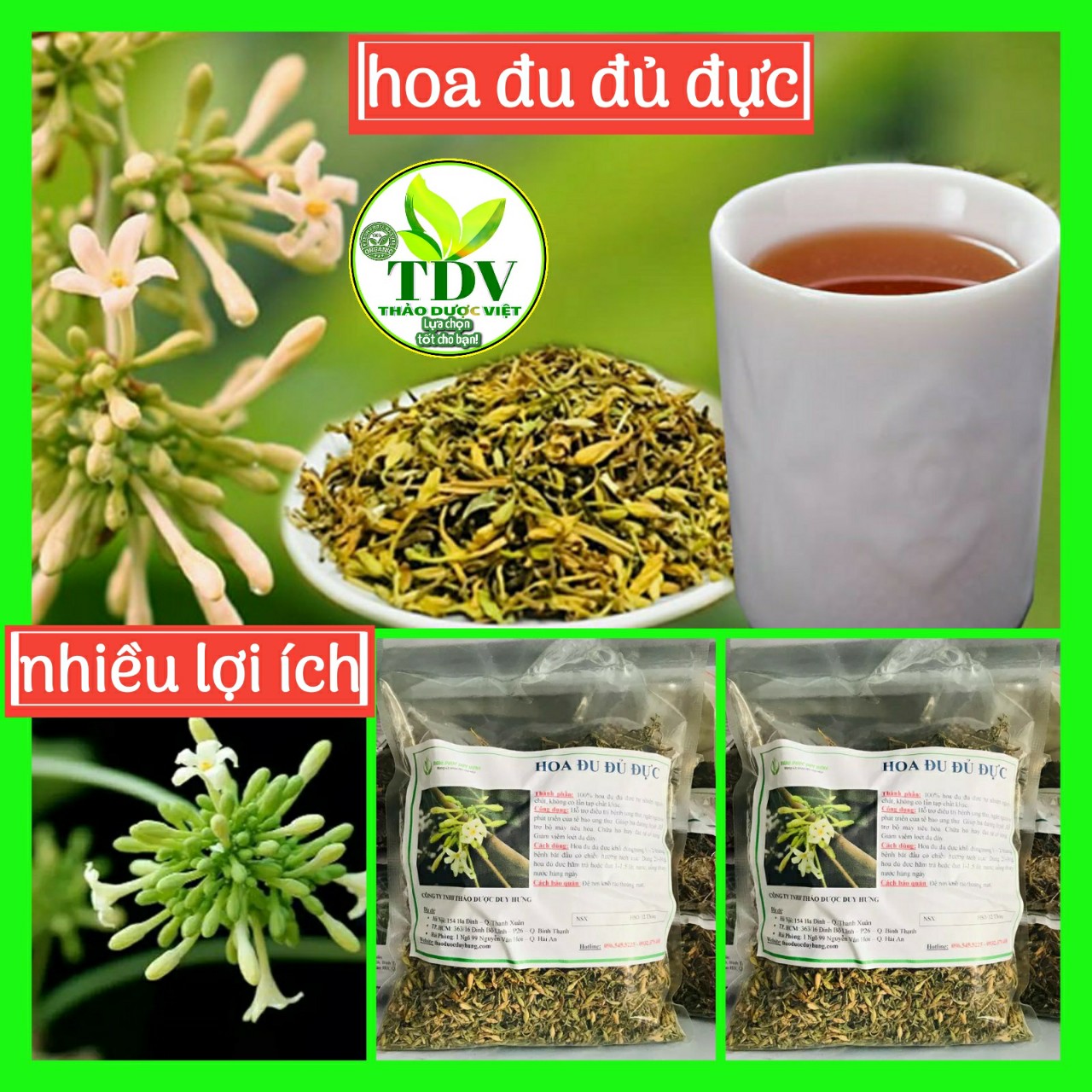 Hoa đủ đực sấy khô - Hàng công ty Thảo Dược Việt