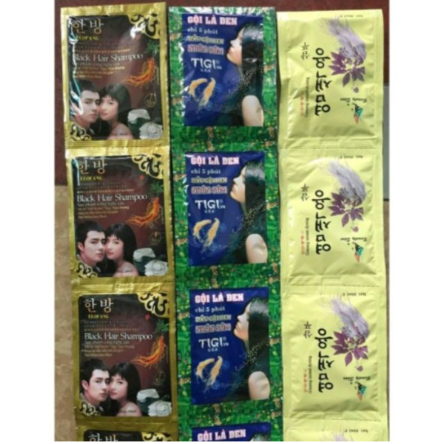 Combo of 10 Packs of Herbal Ginseng Hair Blackening Shampoo