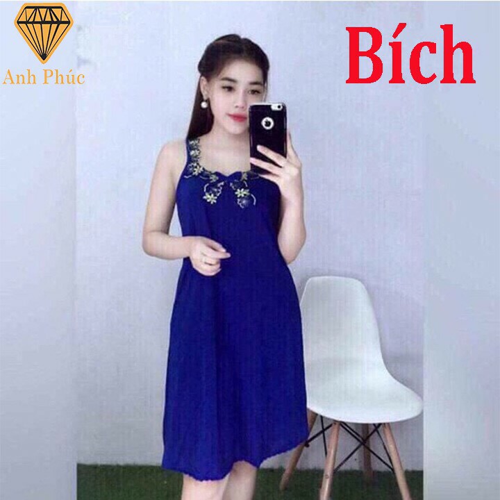 [HCM]Đầm Nữ Đầm Thun Lạnh Dây Bản Mặc Nhà Cao Cấp
