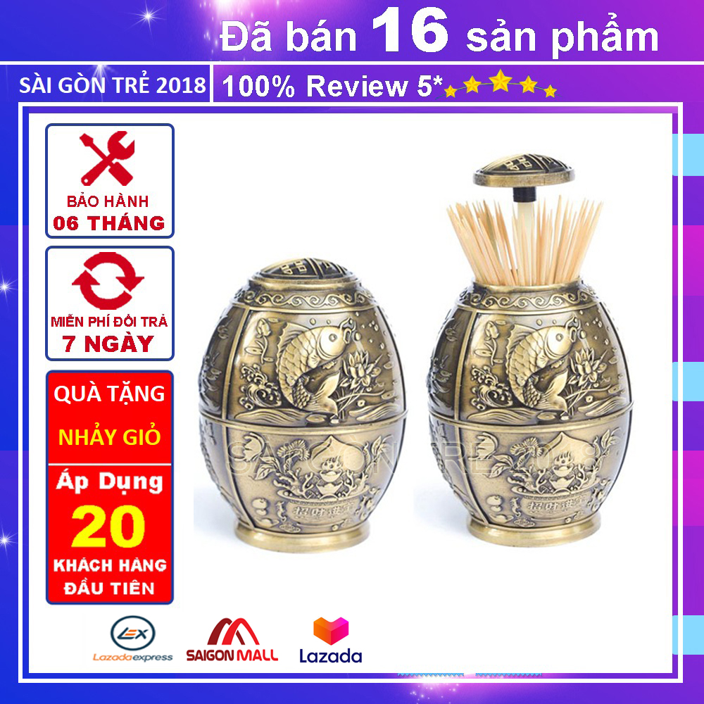 (Mẫu Mới) Lọ Tăm Đồng cổ điển cao cấp (95a105)