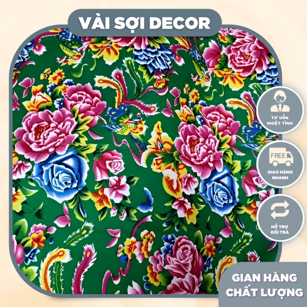Vải con công màu xanh lá trang trí (khổ 1,6m)