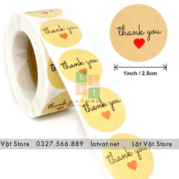 [HCM]Tem tròn dán sản phẩm dòng chữ Thank You (mẫu 1) – 500 tem/cuộn