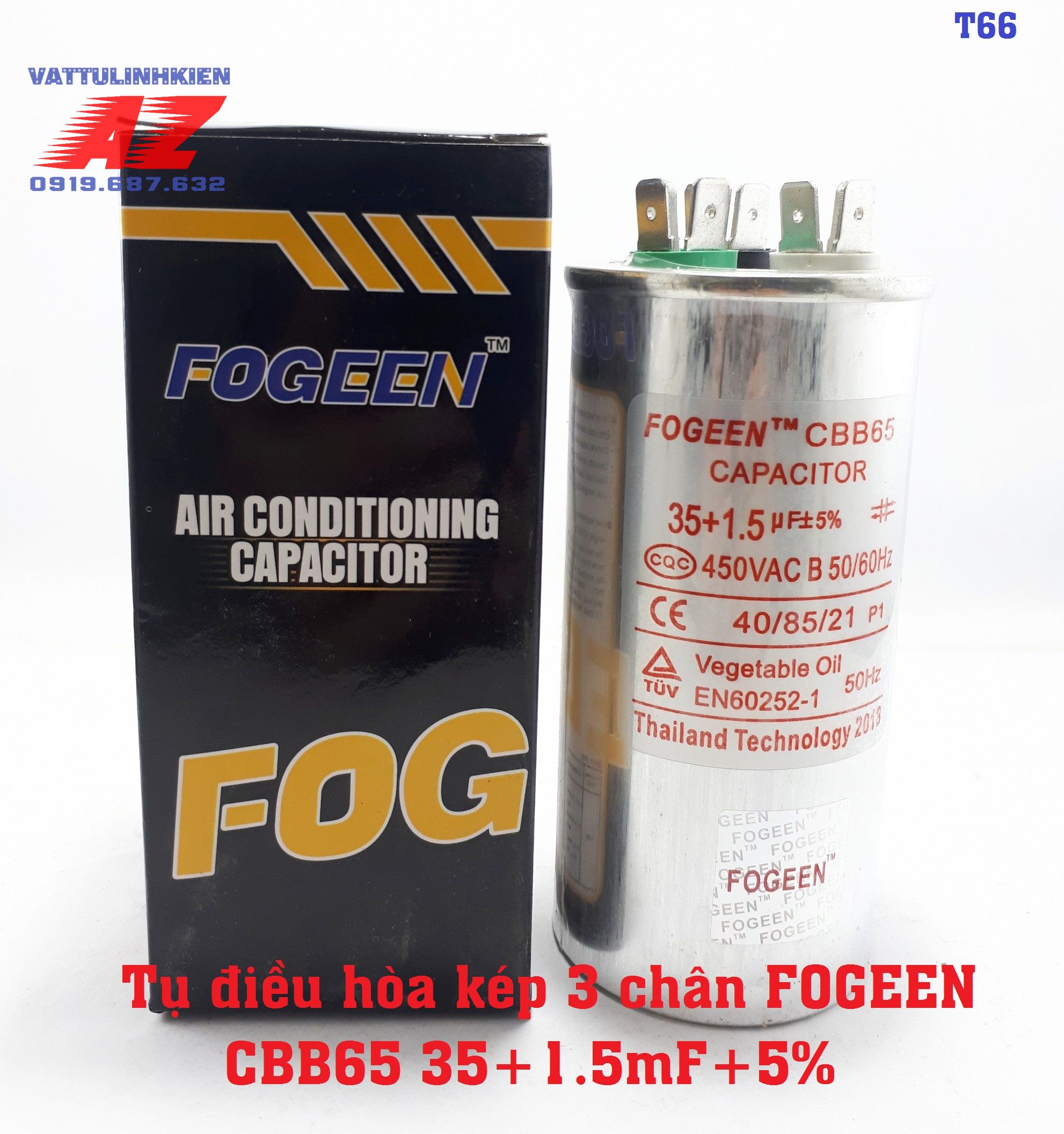 Tụ điện điều hòa 3 chân FOGEEN CBB65 35+1.5mF+5%