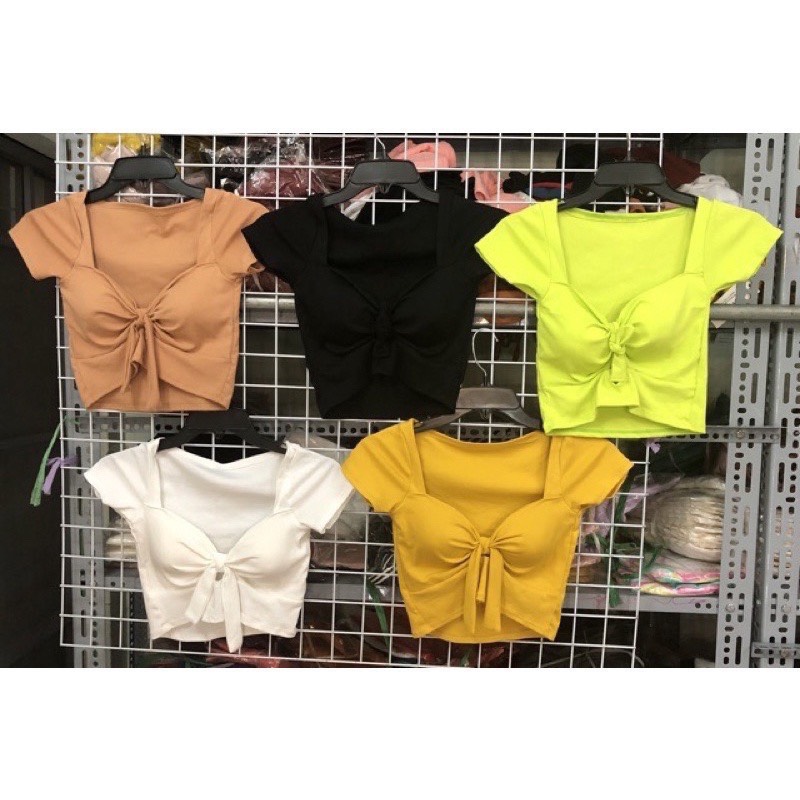 Áo croptop borip cột nơ có mút đủ màu tôn dáng