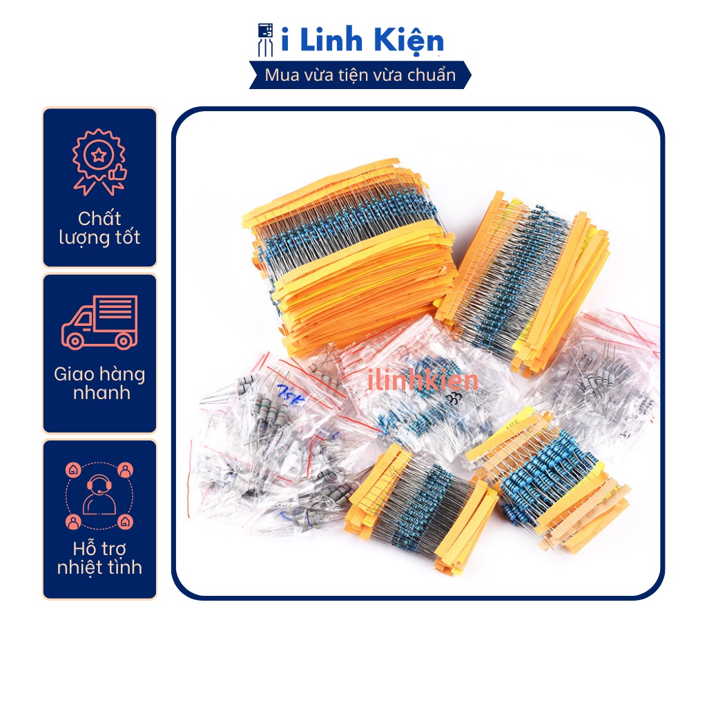 Điện trở vạch 1/4W 1K 1% chân đồng (50c)