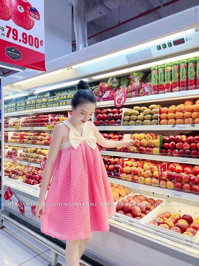 [HOÀN TIỀN MAX 18% + FREESHIP MAX 0Đ] Đầm Yếm Nơ Nữ Siêu Xinh Chất Voan Bông MAX.2000