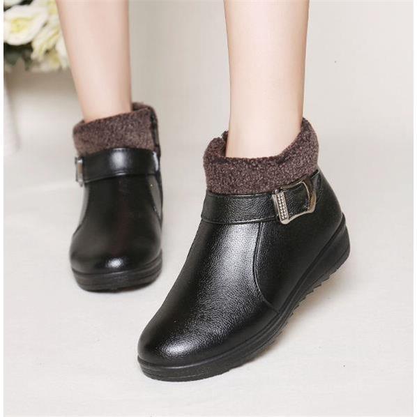 Giày boots cổ phối lông