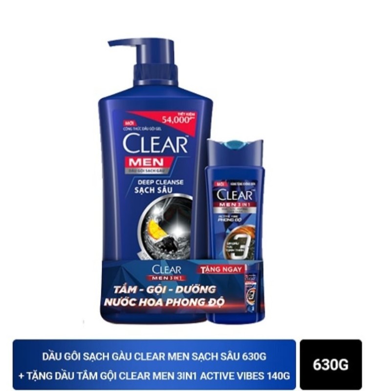 Clear men sạch sâu 630g có tặng kèm clear men 3in1 170g giá rẻ