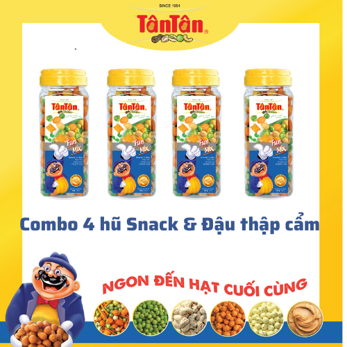 Combo 4 hũ Snack và Đậu thập cẩm Tân Tân 200g