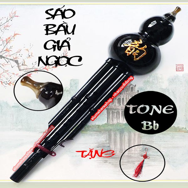 Sáo Bầu Giả Ngọc Nâu Đen Tone Bb