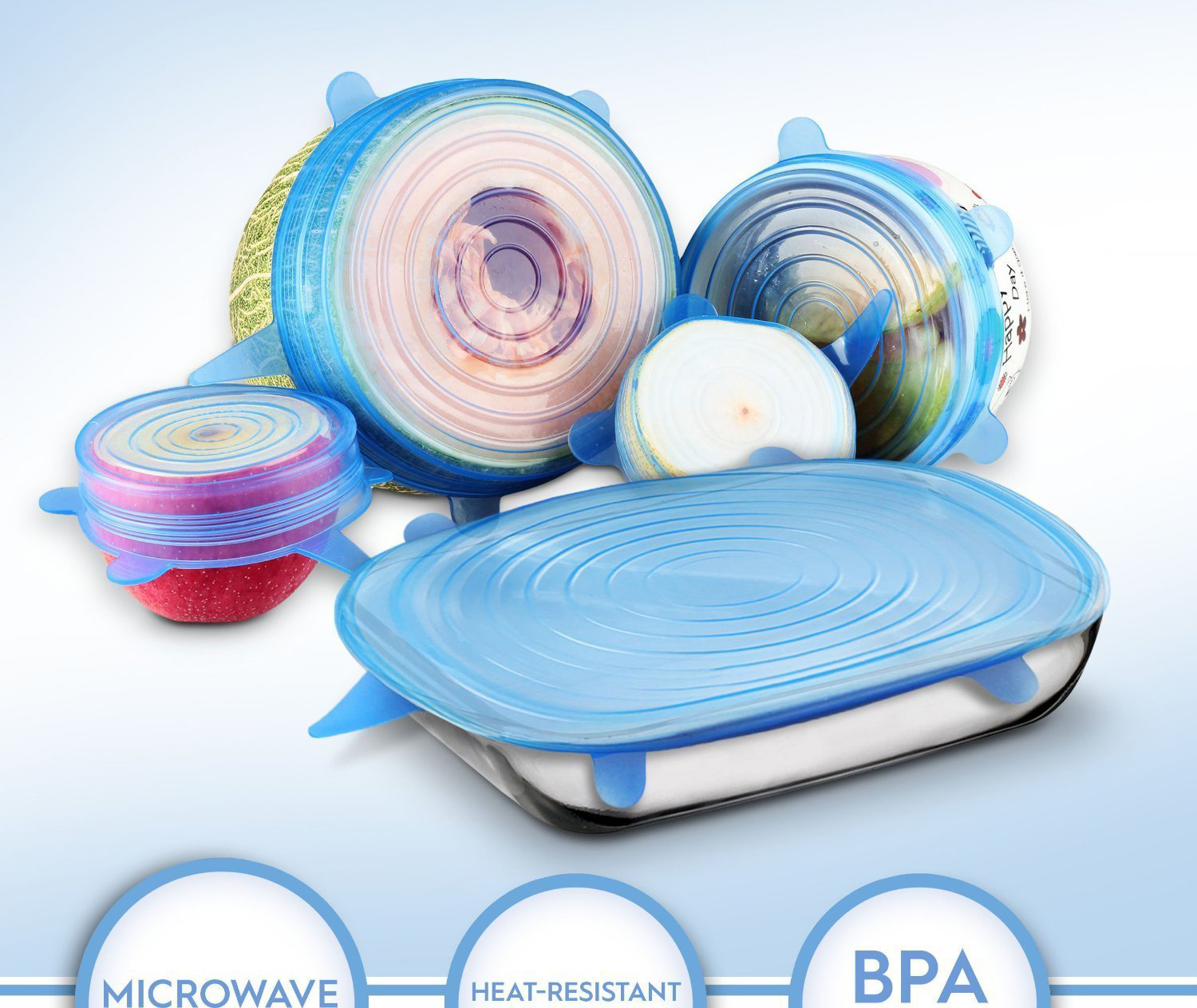 Nắp đậy silicon bọc thực phẩm, hộp thức ăn, chai nhựa