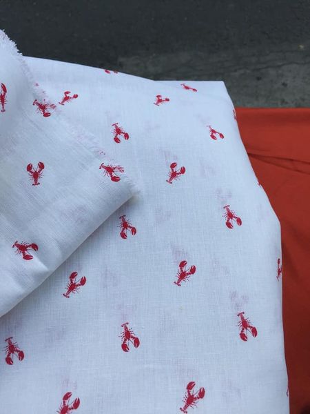 Vải linen bột tôm hùm đỏ, nền trắng gạo!