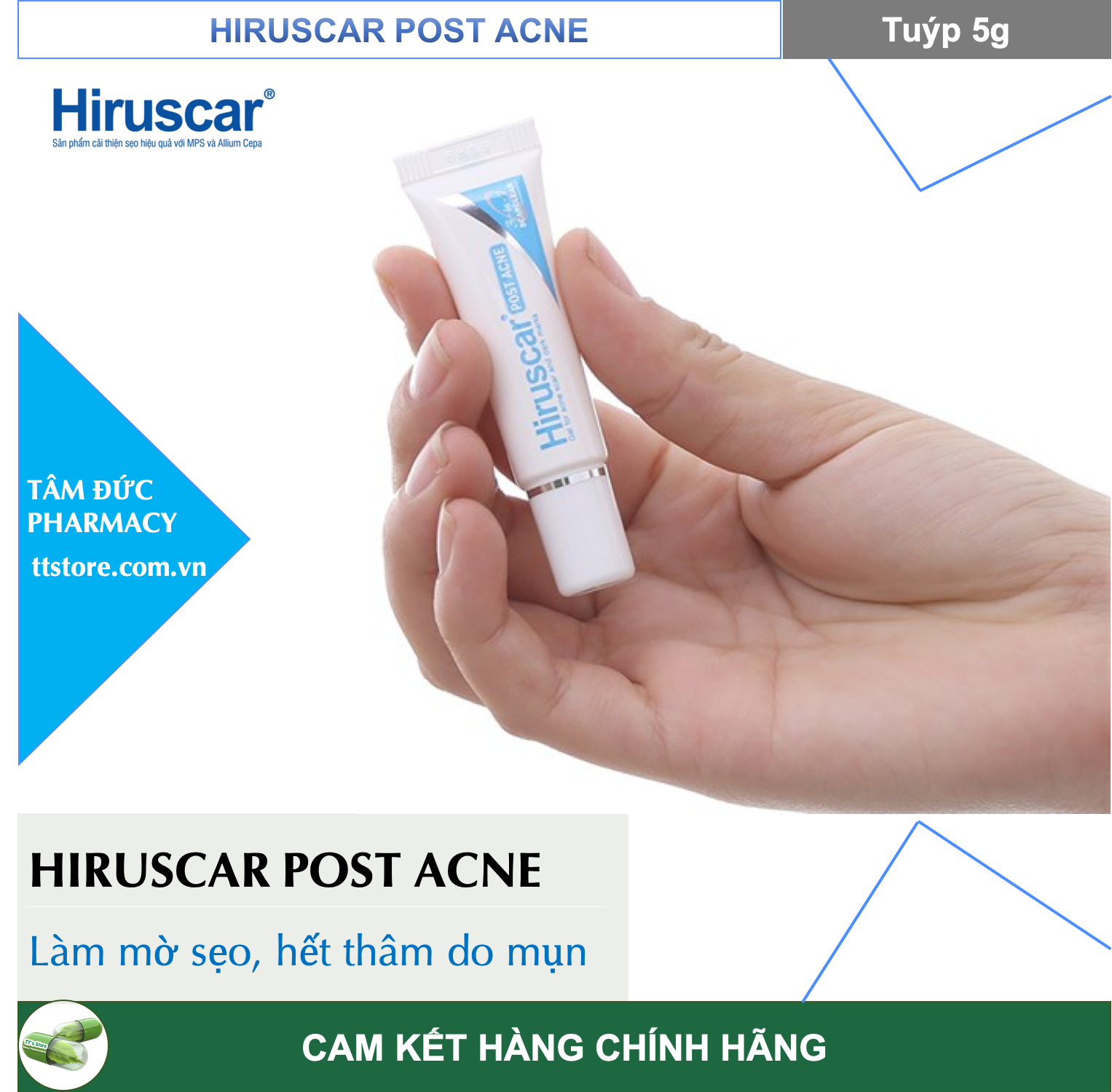 HIRUSCAR POST ACNE [Tuýp 5gr/10gr] - Gel làm mờ sẹo mụn và thâm mụn [hirusca / híuca / hirucar]