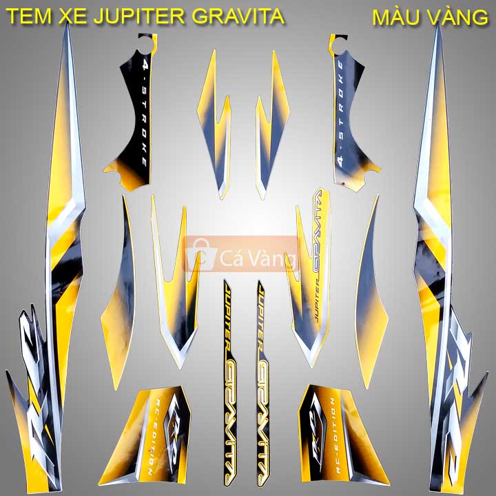 Tem xe máy Yamaha Jupiter Gravita LOẠI 3 LỚP, tem lây bay màu - MÀU VÀNG